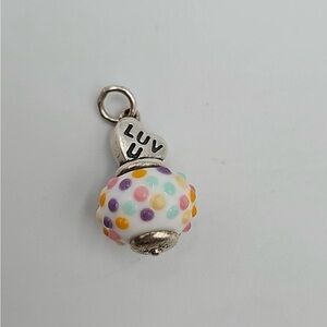 James Avery RETIRED Candy Heart 'Love U' Glass Finial Bead Charm Sterling Silver